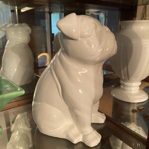 white marble pug bust decor